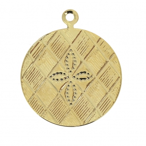 Breloques rondes motif croix 17 mm - Doré x4