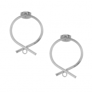 Clous d'oreilles rond effet noeud à décorer avec anneau en laiton 22 mm rhodié x2