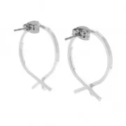 Clous d'oreilles rond effet noeud à décorer avec anneau en laiton 22 mm rhodié x2