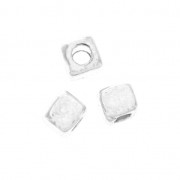 Perles cubes 3 mm Placage Argent fin vieilli x10