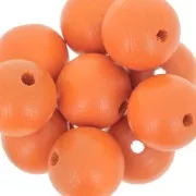 Perles rondes en bois 15 mm Orange x5
