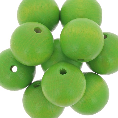 Perles rondes en bois 20 mm - Vert clair x5