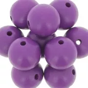 Perles rondes en bois 20 mm - Amethyst x5