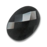 Cabochon ovale Facetté 25x18 mm - Agate noire x1