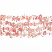 Perles chips 8 - 11 mm imitation pierre gemme  - Strawberry Quartz x85cm|raw }}