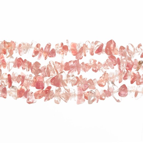 Perles chips 8 - 11 mm imitation pierre gemme  - Strawberry Quartz x85cm