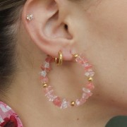 Perles chips 8 - 11 mm imitation pierre gemme  - Strawberry Quartz x85cm