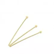 Clous tête boule 25x0.9 mm doré à l'or fin x25