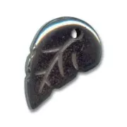 Pendentif feuille 19x11 mm Hematite