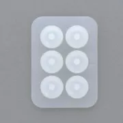 Moule silicone pour perles rondes aplaties 19 mm avec un gros trou en résine x1