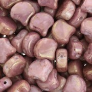 Perles en verre Ginko Duo 2 trous 7.5x7.5 mm Opaque Luster Rose x10g|raw }}