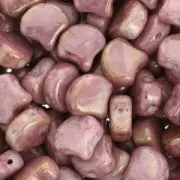 Perles en verre Ginko Duo 2 trous 7.5x7.5 mm Opaque Luster Rose x10g