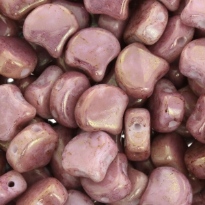 Perles en verre Ginko Duo 2 trous 7.5x7.5 mm Opaque Luster Rose x10g