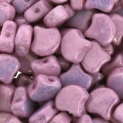 Perles en verre Ginko Duo 2 trous 7.5x7.5 mm Opaque Light Rose Ceramic Look x10g|raw }}