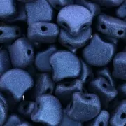 Perles en verre Ginko Duo 2 trous 7.5x7.5 mm Blue Metallic Mat x10g