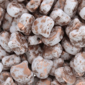 Perles en verre Ginko Duo 2 trous 7.5x7.5 mm Opaque Copper Splash x10g