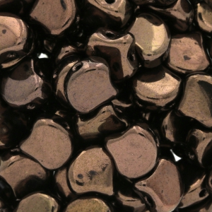 Perles en verre Ginko Duo 2 trous 7.5x7.5 mm Dark Bronze x10g
