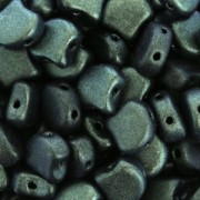 Perles en verre Ginko Duo 2 trous 7.5x7.5 mm Green Turquoise Metallic Mat x10g|raw }}
