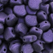 Perles en verre Ginko Duo 2 trous 7.5x7.5 mm Purple Metallic Mat x10g