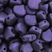 Perles en verre Ginko Duo 2 trous 7.5x7.5 mm Purple Metallic Mat x10g