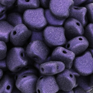 Perles en verre Ginko Duo 2 trous 7.5x7.5 mm Purple Metallic Mat x10g