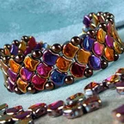 Perles en verre Ginko Duo 2 trous 7.5x7.5 mm Metallic Iris Satin x10g