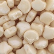 Perles en verre Ginko Duo 2 trous 7.5x7.5 mm Opaque Beige Ceramic Look x10g|raw }}
