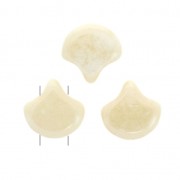Perles en verre Ginko Duo 2 trous 7.5x7.5 mm Opaque Beige Ceramic Look x10g