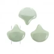 Perles en verre Ginko Duo 2 trous 7.5x7.5 mm Opaque Light Green Ceramic Look x10g