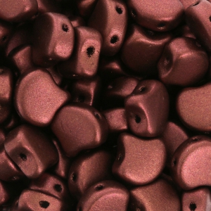 Perles en verre Ginko Duo 2 trous 7.5x7.5 mm Red Copper Mat x10g