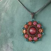 Perles en verre Ginko Duo 2 trous 7.5x7.5 mm Red Copper Mat x10g