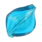 Perle torsadée feuille d'argent 30x20 mm Dark Aquamarine x1