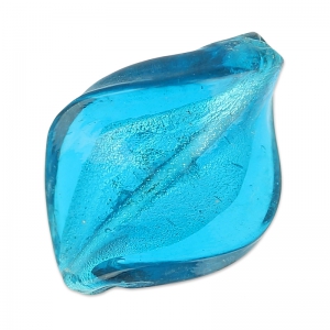 Perle torsadée feuille d'argent 30x20 mm Dark Aquamarine x1