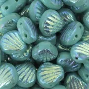 Perles en verre Shell Beads 2 trous 8mm Coquillage Green Turquoise AB 2X x20