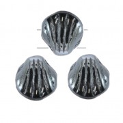 Perles en verre Shell Beads 2 trous 8mm Coquillage Jet Blue Sphinx Metallic x20