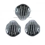 Perles en verre Shell Beads 2 trous 8mm Coquillage Jet Blue Sphinx Metallic x20