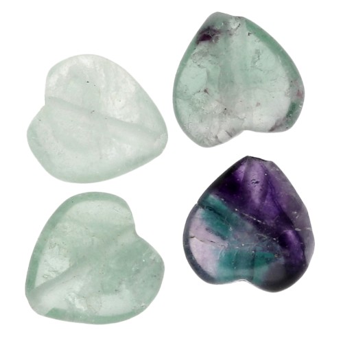 Perles en pierre gemme coeurs 10 mm - Fluorite x4