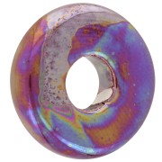 Perle Heishi rondelle en céramique 15 mm Pétrole irisé x1|raw }}