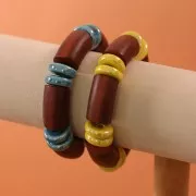 Perle Heishi rondelle en céramique 15 mm Noir pétrole irisé x1