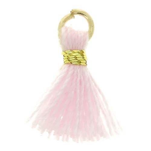 Pompon imitation coton pour création bijoux DIY 10 mm - Rose attache Doré x1