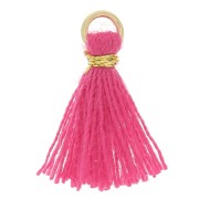 Pompon imitation coton pour création bijoux DIY 12 mm Fuchsia avec attache Doré x1|raw }}