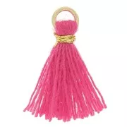 Pompon imitation coton pour création bijoux DIY 12 mm Fuchsia avec attache Doré x1