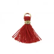 Pompon imitation coton pour création bijoux DIY 12 mm Rouge avec attache Doré x1