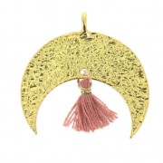 Pompon imitation coton pour création bijoux DIY 12 mm Jaune avec attache Doré x1