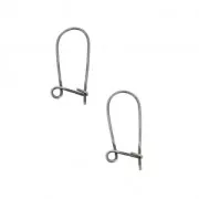 Boucles d'oreilles crochets dormeuses en laiton 17 mm Placage Argent fin vieilli x2