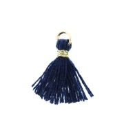 Pompon imitation coton pour création bijoux DIY 12 mm Blue Navy attache Doré x1