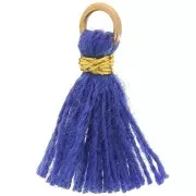 Pompon imitation coton pour création bijoux DIY 12mm Bleu Saphir attache Doré x1