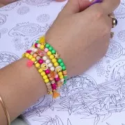 Pompon imitation coton pour création bijoux DIY 12 mm Beige avec attache Doré x1