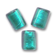 Perles cylindres Feuille d'Argent 10x8 mm Blue Zircon x4