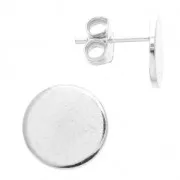 Clous d'oreilles disque 10 mm pour la création de bijoux fantaisie Argenté x2